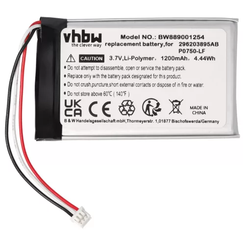 VHBW Card Reader Battery 296203895AB, P0750-LF - 1200 mAh 3.7 V Li-polymer
