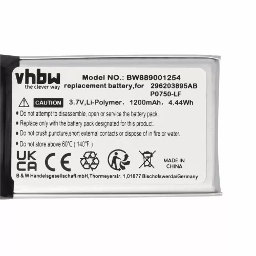 VHBW Card Reader Battery 296203895AB, P0750-LF - 1200 mAh 3.7 V Li-polymer