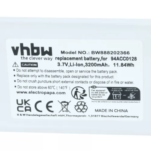 VHBW Handheld Computer Battery BTDL1, 94ACC0129, 94ACC0128, 3H21-00000491 - 3200 mAh 3.8 V Li-Ion