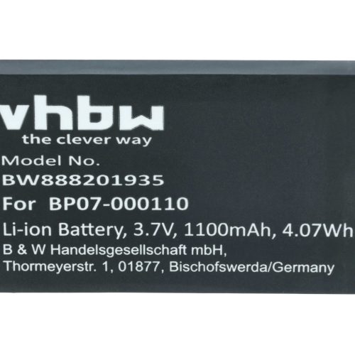 VHBW Battery Datalogic 11300794, 3H21-00000370 - 1100 mAh 3.7 V Li-Ion