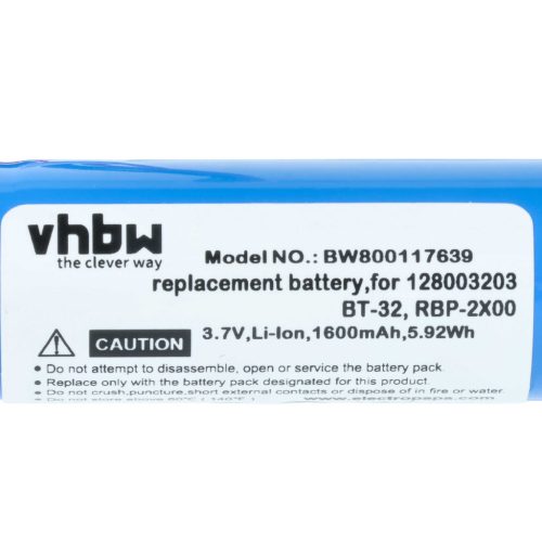 VHBW Battery Datalogic BT-32, 128003203, RBP-2X00 - 1600 mAh 3.7 V Li-Ion