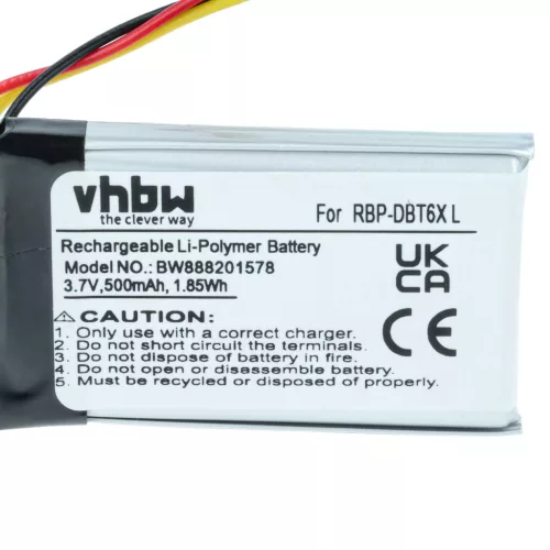 VHBW Akku Datalogic RBP-DBT6X, 128004100, BT-41 - 500 mAh 3,7 V Li-Polymer