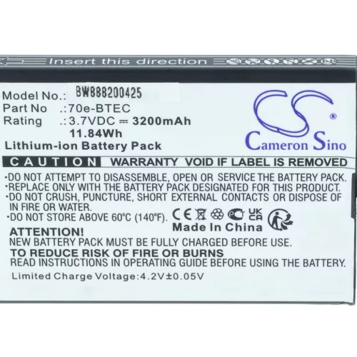 VHBW Handheld Computer Battery 60S-BATT-1, 70e-BTEC, BAT-EXTENDED-01 - 3200 mAh 3.7 V Li-Ion