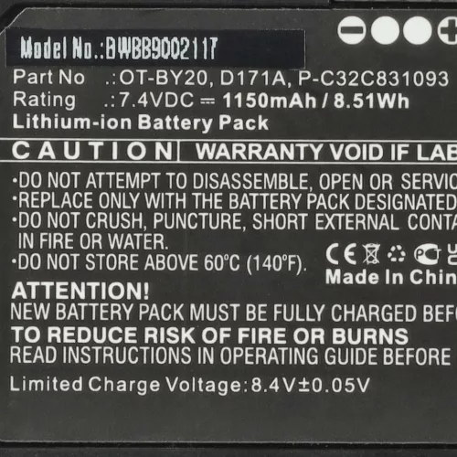 VHBW Drucker Akku OT-BY20, D171A, 2165069, P-C32C831093 - 1150 mAh 7,4 V Li-Ion