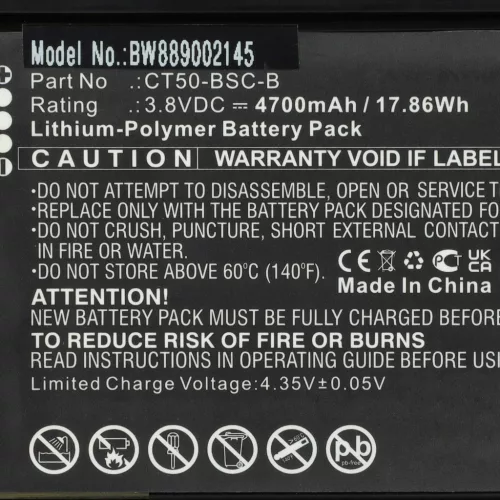 VHBW Mobile Computer Battery CT50-BSC-B, 318-055-018 - 4700 mAh 3.8 V Li-Polymer