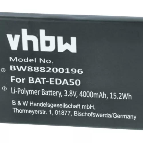 VHBW Battery Honeywell Scanpal EDA50, EDA50K, EDA51, EDA71 - 4000 mAh 3.8 V Li-polymer