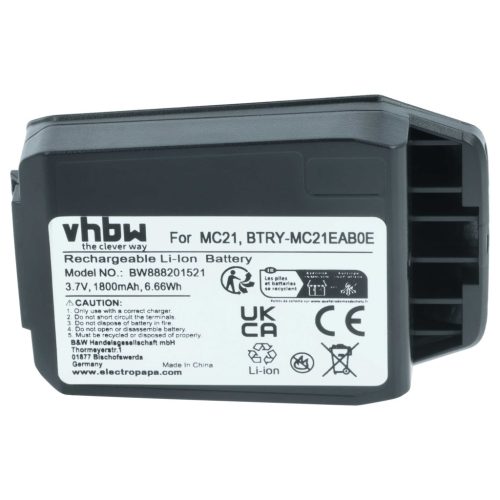 VHBW Handcomputer Akku 82-105612-01, BTRY-MC21EAB0E, 82-150612-01 - 1800 mAh 3,7 V Li-Polymer