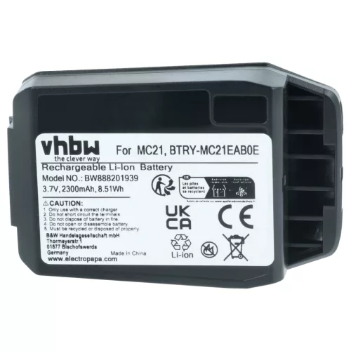 VHBW Handcomputer Akku 82-105612-01, BTRY-MC21EAB0E, 82-150612-01 - 2300 mAh 3,7 V Li-Ion