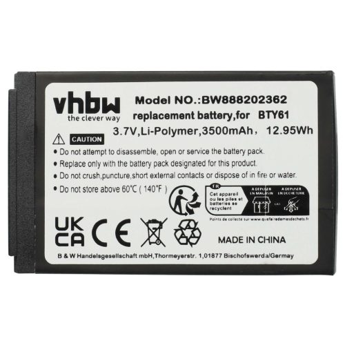 VHBW Handheld Computer Battery BTY61 - 3800 mAh 3.7 V Li-Polymer