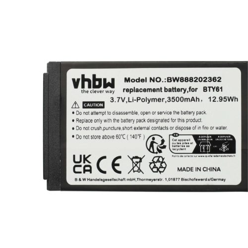 VHBW Handheld Computer Battery BTY61 - 3800 mAh 3.7 V Li-Polymer