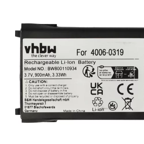 VHBW Akku Datalogic 95A201004 Ersatz - 900 mAh 3,7 V Li-Ion