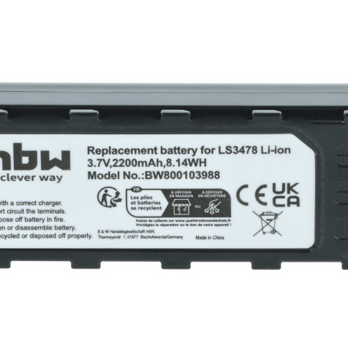 VHBW Akkumulátor Leuze 50120448 Symbol vonalkódolvasóhoz - 2200 mAh 3,7 V Li-Ion