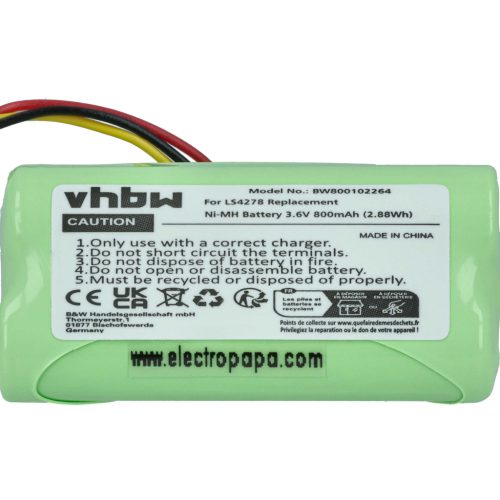 VHBW Battery Symbol 82-67705-01, BTRY-LS42RAAOE-01 - 800 mAh 3.6 V NiMH