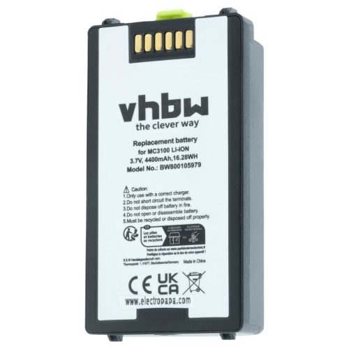VHBW Akkumulátor Symbol 82-127909-02, BTRY-MC31KAB02 - 4400 mAh 3,7 V Li-Ion