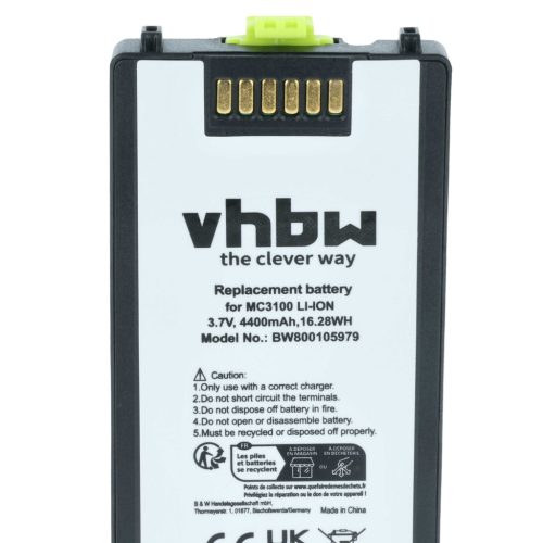 VHBW Akkumulátor Symbol 82-127909-02, BTRY-MC31KAB02 - 4400 mAh 3,7 V Li-Ion