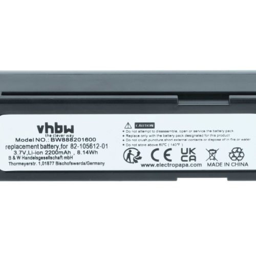 VHBW Akkumulátor Zebra BTRY-36IAB0E-00, 82-166537-01 - 2200 mAh 3,7 V Li-Ion