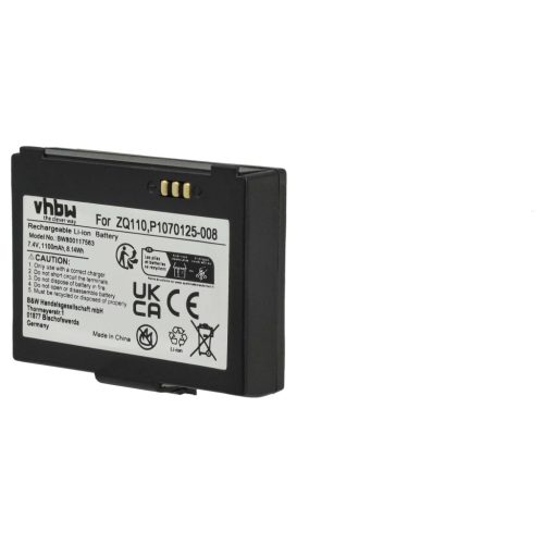 VHBW Akkumulátor Bixolon K409-00007A, PBP-R200 - 1100 mAh 7,4 V Li-Ion