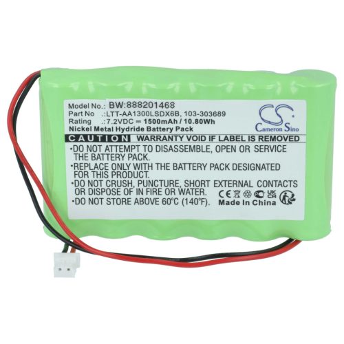 VHBW Alarmanlagen Akku Visonic BAT301179, 103-303689, 103-300691, 103-301179 - 1500 mAh 7,2 V NiMH