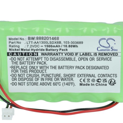 VHBW Alarmanlagenakku BAT301179, 103-303689, 103-300691, 103-301179 - 1500 mAh 7,2 V NiMH