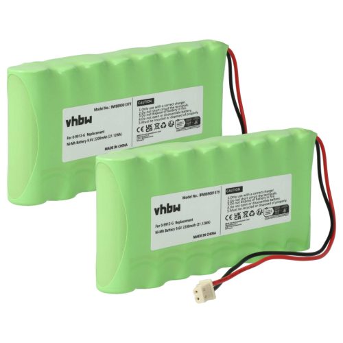 VHBW Alarmanlagen Akku Visonic 100729, GP220AAH8BMX, GP130AAH6BMX - 2200 mAh 9,6 V NiMH