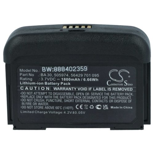 VHBW Battery Sennheiser 505974, 56429 701 095, BA 30 - 1800 mAh 3.7 V Li-Ion