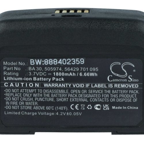 VHBW Battery Sennheiser 505974, 56429 701 095, BA 30 - 1800 mAh 3.7 V Li-Ion