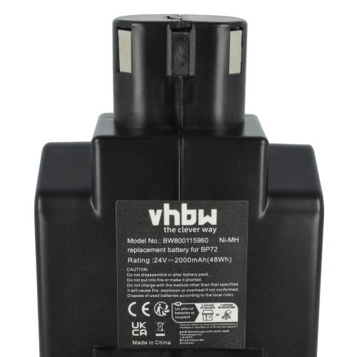 VHBW Electric Tool Battery Hilti BP72, BP60, 331530, BP40 - 2000 mAh 24 V NiMH