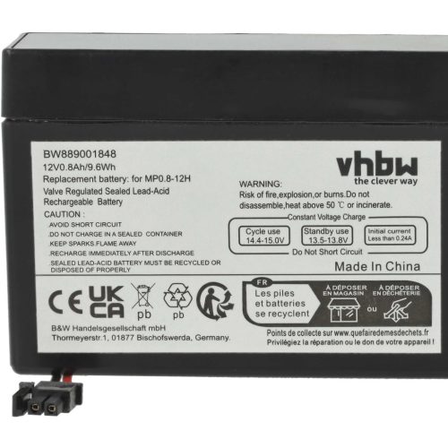 VHBW Akku MP0.8-12H - 800 mAh 12 V AGM