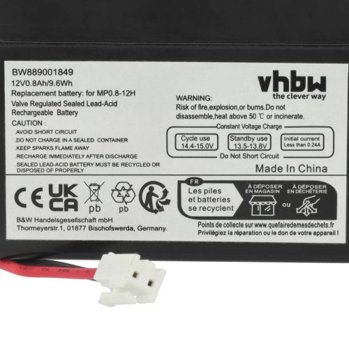 VHBW Universeller Akku MP0.8-12H Ersatz - 800 mAh 12 V AGM