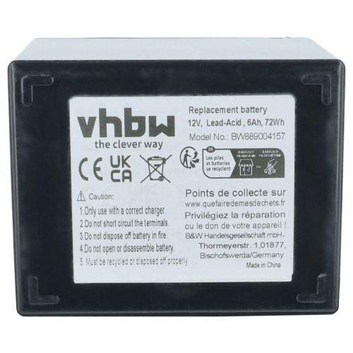 VHBW Akku Hecht, Wolf Garten, LD Systems, The Box - 6 Ah 12 V AGM