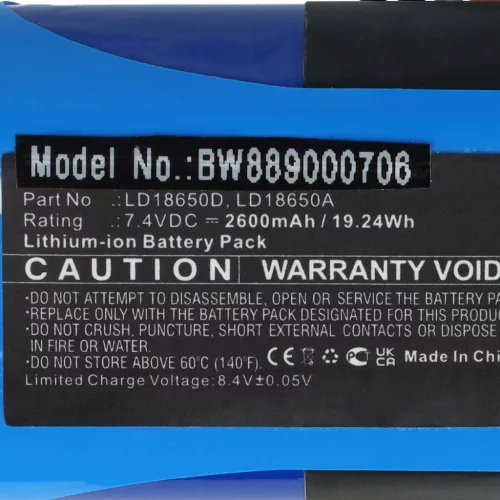 VHBW Battery Ingenico LD18650D replacement - 2600 mAh 7.4 V Li-Ion