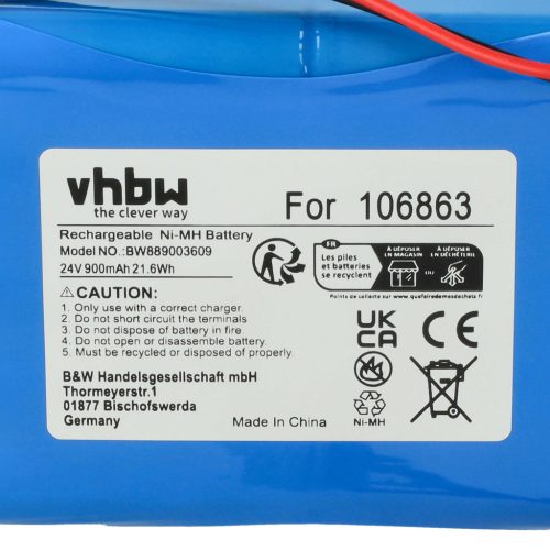 VHBW Kapuvezérlő Akkumulátor Geze 25020, 106863, 20KR15/48, 4894128192794 - 900 mAh 24 V NiMH