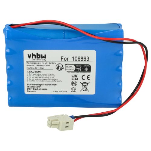 VHBW Akkumulátor Geze 25020, 106863, 20KR15/48, 4894128192794 - 900 mAh 24 V NiMH