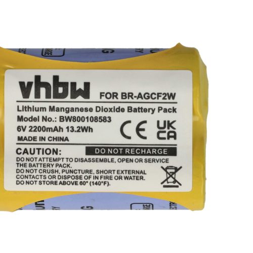 VHBW CNC Controller Battery BR-ACF2P, BR-AGCF2W, BR-AGCF2P - 2200 mAh 6 V Li-MnO2