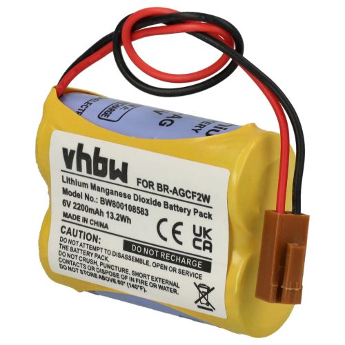 VHBW CNC Controller Battery BR-ACF2P, BR-AGCF2W, BR-AGCF2P - 2200 mAh 6 V Li-MnO2