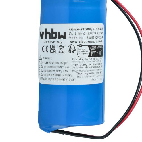 VHBW Alarmanlagenakku 2CR34615, BAT-80A-SAFT - 12000 mAh 6 V Li-MnO2