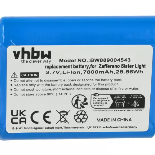VHBW Battery Zafferano BAT04705506701900, 8056300198024 - 7800 mAh 3.7 V Li-Ion
