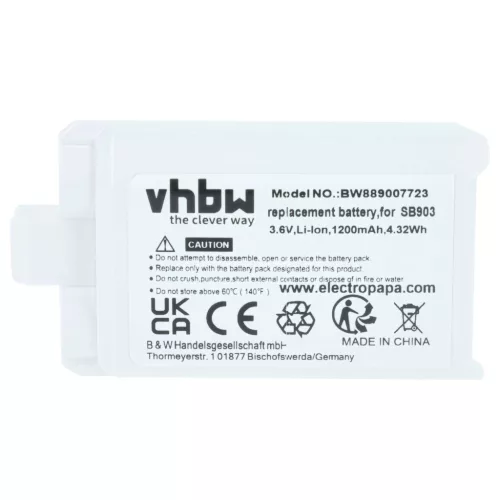 VHBW Kabelloses System Akku SB903 - 1200 mAh 3,7 V Li-Ion