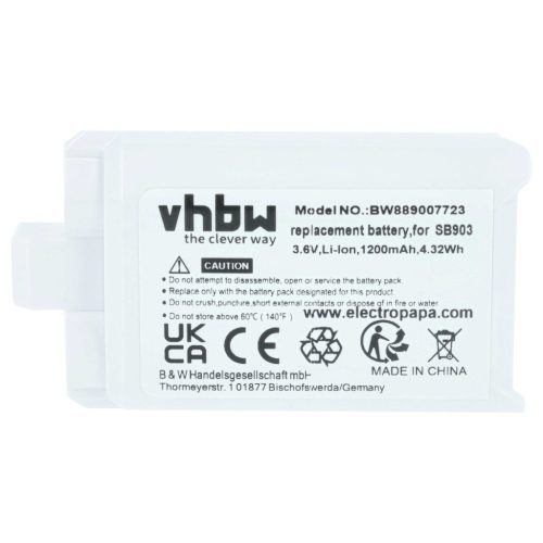 VHBW Kabelloses System Akku anstelle von Shure SB903 - 1200 mAh 3,7 V Li-Ion