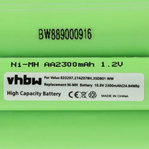 VHBW Roller Shutter Battery 833297, 27AZ07BH, 3SD B01 WW - 2300 mAh 10.8 V NiMH