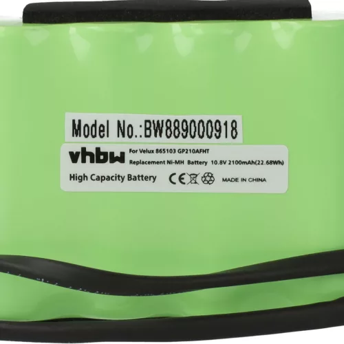 VHBW Roller Shutter Battery GP210AFHT, GP2100AFHT, 832817, 865103 - 2100 mAh 10.8 V NiMH