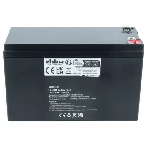 VHBW Onboard Battery for Caravans, Boats, Motorhomes, Solar Systems - 6 Ah 12.8 V LiFePO4