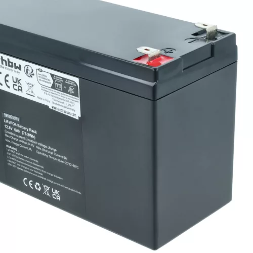 VHBW Onboard Battery for Caravans, Boats, Motorhomes, Solar Systems - 6 Ah 12.8 V LiFePO4