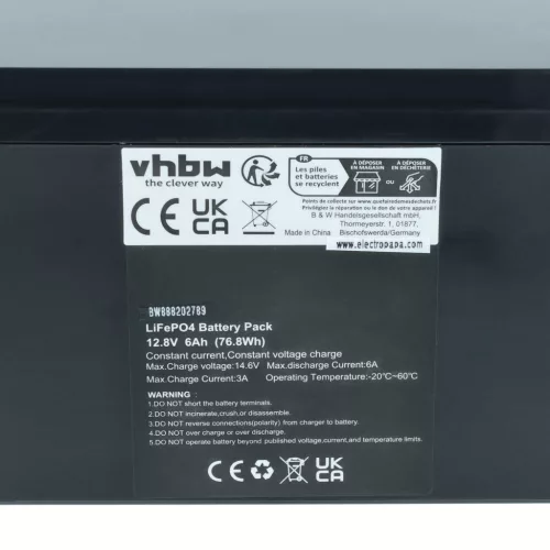 VHBW Onboard Battery - 6 Ah 12.8 V LiFePO4