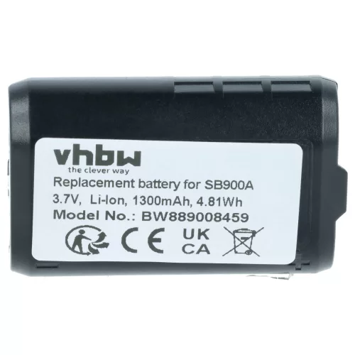 Vezeték nélküli rendszer akkumulátor Shure SB900A, SB900B, SB900C, 95A42465, SB900 helyett - 1300 mAh 3.7 V Li-Ion