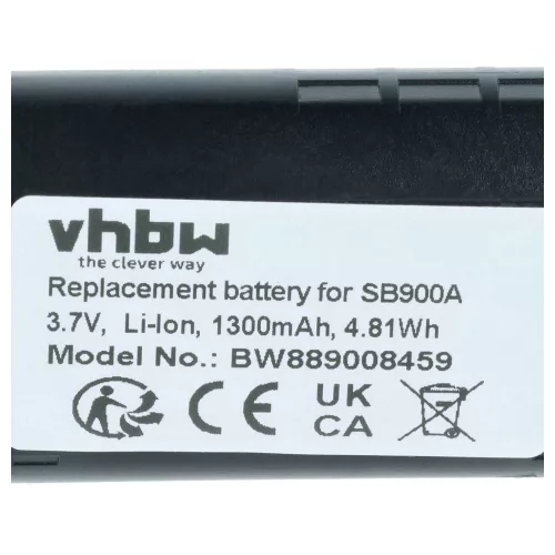 Vezeték nélküli rendszer akkumulátor Shure SB900A, SB900B, SB900C, 95A42465, SB900 helyett - 1300 mAh 3.7 V Li-Ion