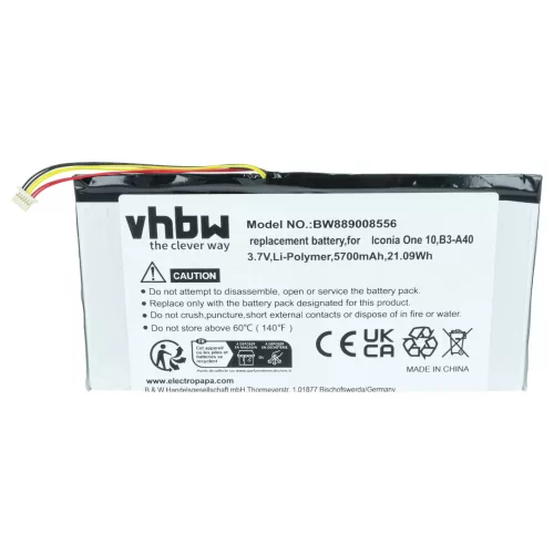 Tablet Akkumulátor Acer PR-279594N(1ICP3/95/94-2) helyett, PR-279594N - 5700 mAh 3.7 V Li-polimer