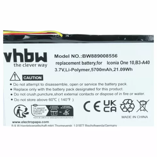 Tablet Akkumulátor Acer PR-279594N(1ICP3/95/94-2) helyett, PR-279594N - 5700 mAh 3.7 V Li-polimer