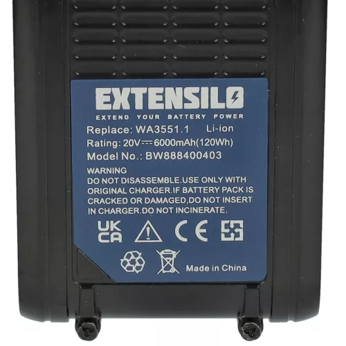 EXTENSILO 2 db Rockwell RW9351.1 / Worx Li-ion akkumulátor – 6000 mAh, 20 V