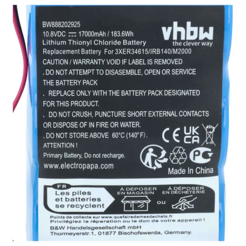 Ipari robot 2x akkumulátor ABB 3HAB 9999-1, 3HAB9999-1, 1SAP180300R0001 helyett - 17000 mAh 10.8 V Li-SOCl2